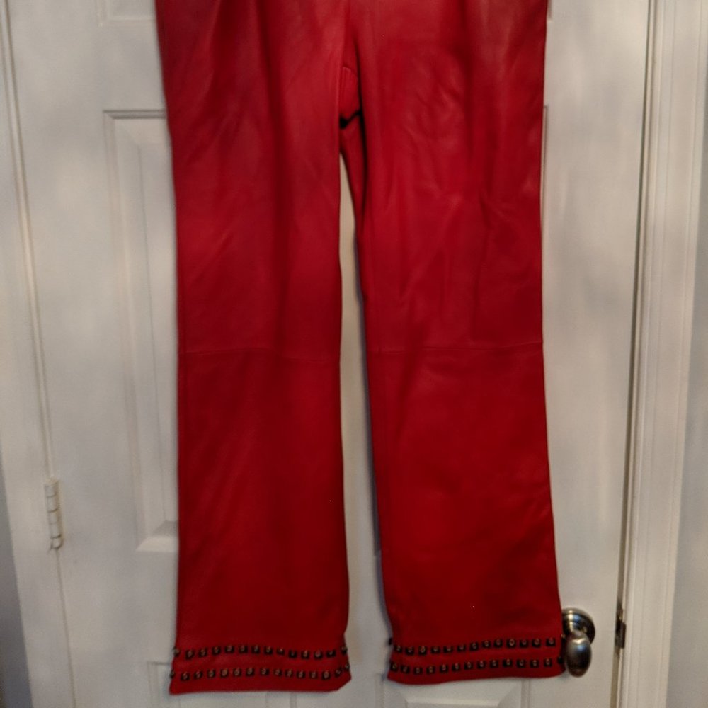 St. John Sport by Marie Grey red leather pants